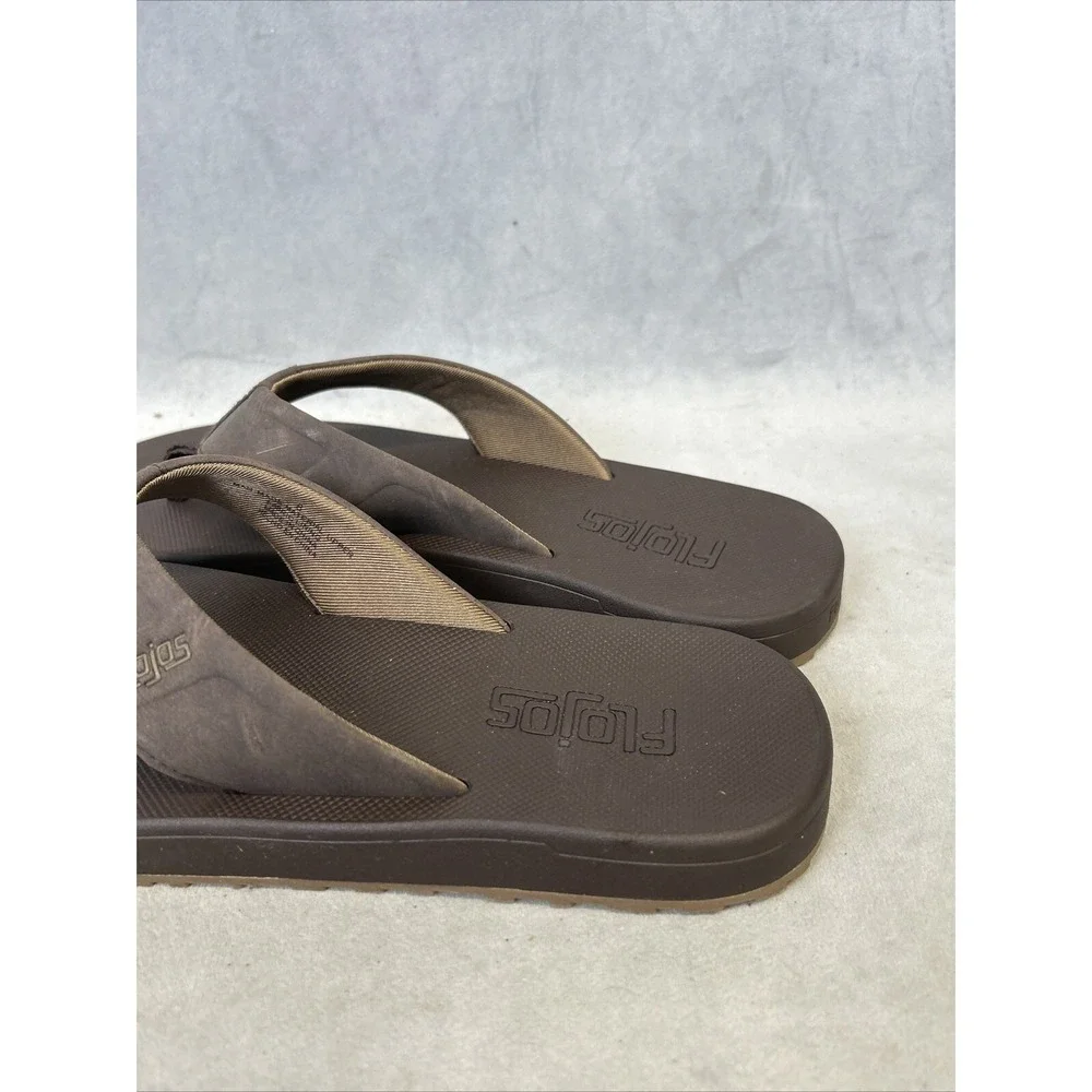 FLOJOS Men's Size 8 Flip Flop Sandals Dark Brown Shoes Beach Vacation‎ Walking